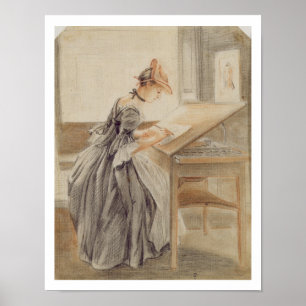 Madame Copying à un Tableau de dessin, c.1760-70