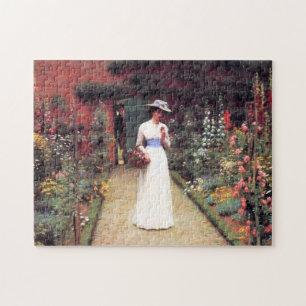 Madame dans un puzzle de jardin