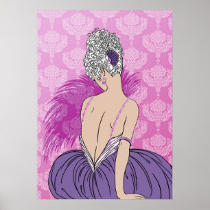 Madame d'art déco avec la damassé - BIANCA : Prune