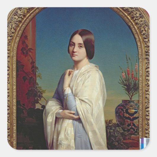 Madame Edouard Dubufe 1842 Vierkante Sticker (Voorkant)