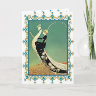 Madame et la carte de voeux d'oiseau