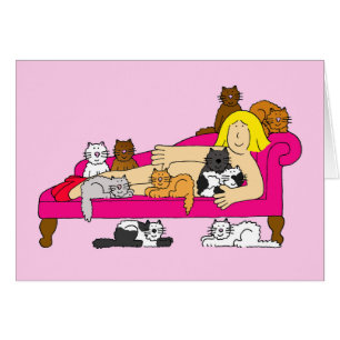 Madame folle de chat avec des chats, bande