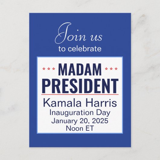 Madame la Présidente Kamala Harris Invitation de l (Devant)