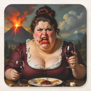 “Madame Lava-Cake”- Ze Blaast Op Een Moment Kennis Vierkante Kartonnen Onderzetter