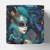 Madame Masquerade Blauwgroen Cube Bedankdoosjes (Bovenkant)