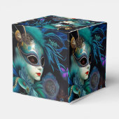 Madame Masquerade Blauwgroen Cube Bedankdoosjes (Achterkant)
