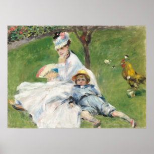Madame Monet en haar zoon - Auguste Renoir Fijne K Poster