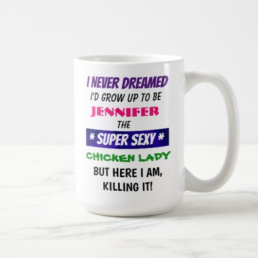 Madame personnalisable de poulet - 15 onces. Tasse (Droite)