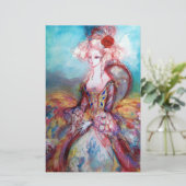 MADAME POMPADOUR, Blue Soft Pink Beauty Mode Briefpapier (Staand voorkant)