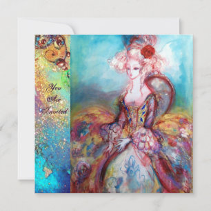 MADAME POMPADOUR , Chique Gouden Verkleedfeest Kaart