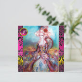 MADAME POMPADOUR, PINK BLACK DAMASKSTROOM MONOGRAM KAART (Staand voorkant)