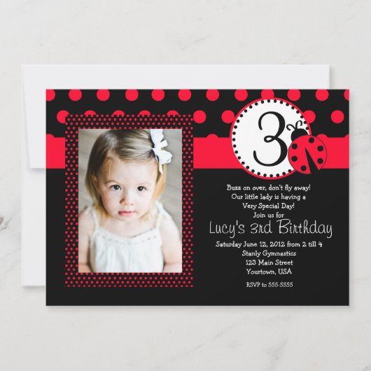 Madame rouge Bug Party Birthday Invitation (Devant)