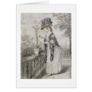 Madame sur une terrasse tendant une usine