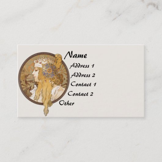 Madame vintage carte de visite de Mucha (Devant)