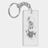 Mädchen auf einem Fischrücken Sleutelhanger (Voorkant Links)