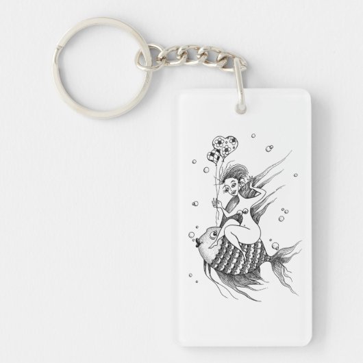 Mädchen auf einem Fischrücken Sleutelhanger (Voorkant)