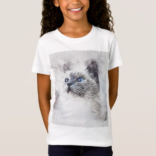Mädchen TShirt Kleine Katze (Voorkant)