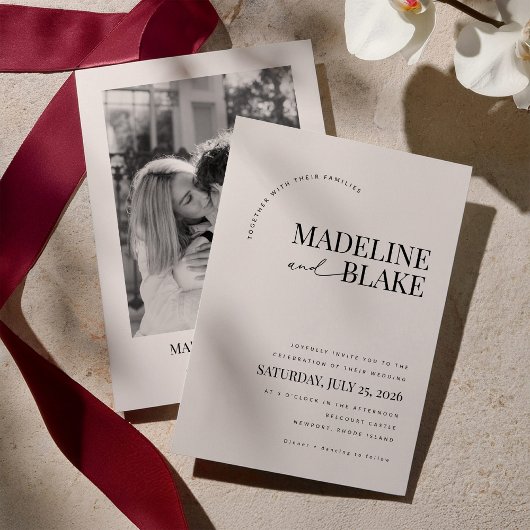 MADDIE Modern Wedding Invitation Kaart