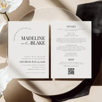 MADDIE Modern Wedding Invite RSVP + Details Kaart