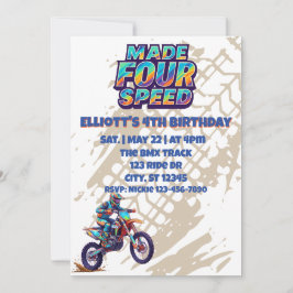 Made FOUR Speed, dirt bike 4th Birthday Kaart