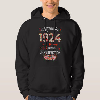 Made in 1924 Floral 98 jaar oud 98 jaar oud Wo Hoodie