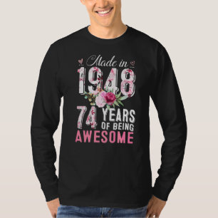 Made in 1948 Floral 74 jaar oud 74e verjaardag Wom T-shirt