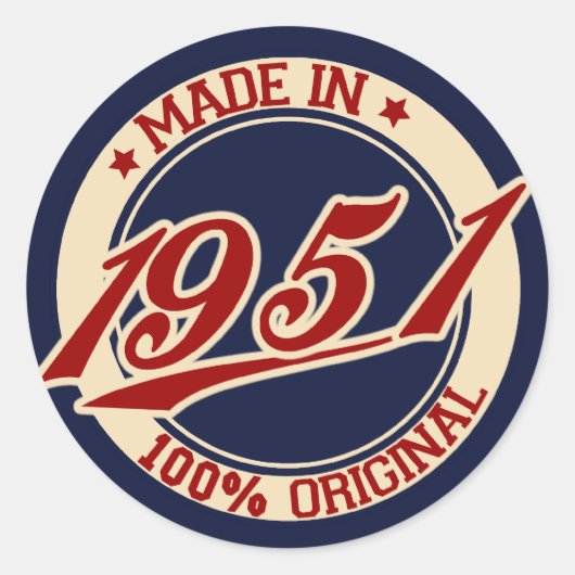 Made in 1951 ronde sticker (Voorkant)