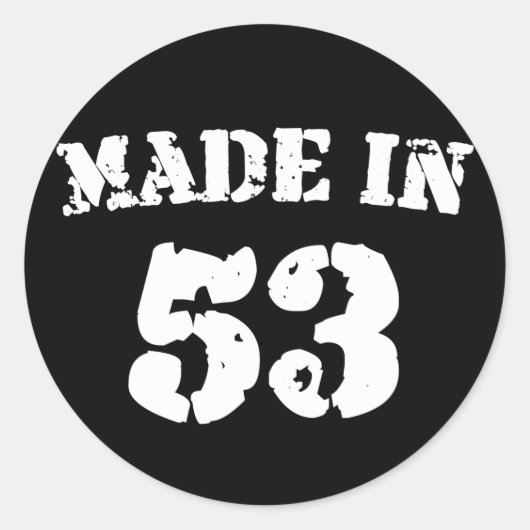 Made in 1953 ronde sticker (Voorkant)