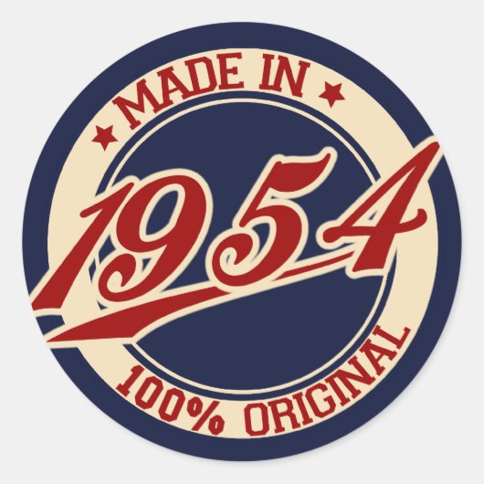 Made in 1954 ronde sticker (Voorkant)