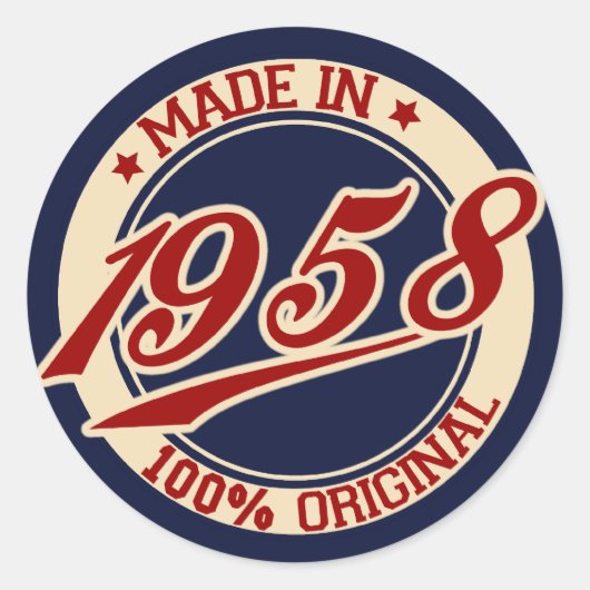 Made in 1958 ronde sticker (Voorkant)