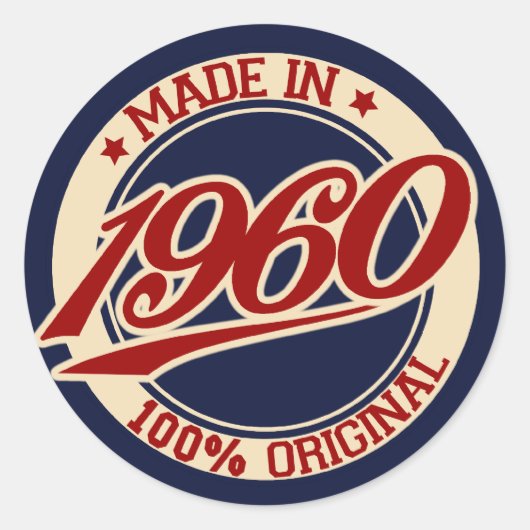 Made in 1960 ronde sticker (Voorkant)