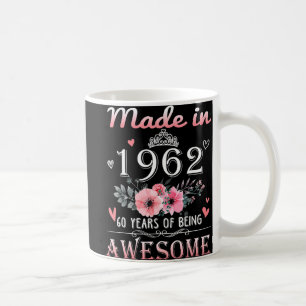 Made in 1962 Floral 60 jaar oud 60th Birthday Gift Koffiemok