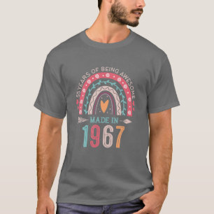 Made in 1967 55 jaar oude regenboog 55e verjaardag t-shirt