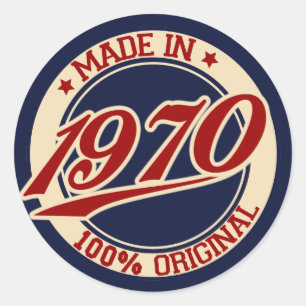 Made in 1970 ronde sticker