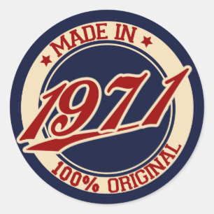 Made in 1971 ronde sticker