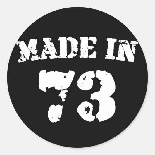 Made in 1973 ronde sticker (Voorkant)