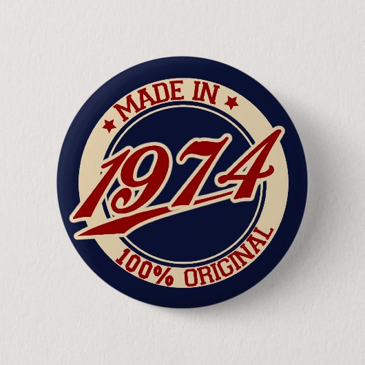 Made in 1974 ronde button 5,7 cm (Voorkant)