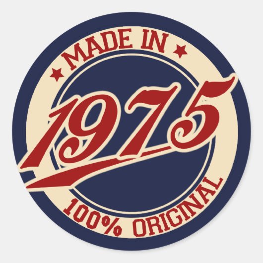 Made in 1975 ronde sticker (Voorkant)