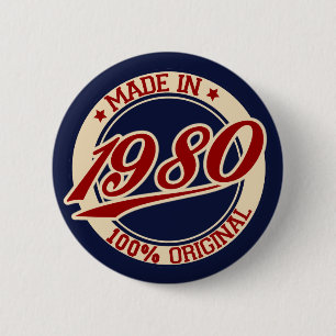 Made in 1980 ronde button 5,7 cm
