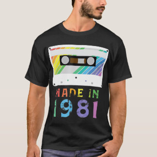 Made in 1981 Funny Retro  Neon Gift T-shirt