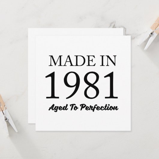 Made in 1981 kaart (Voorkant / Achterkant in situ)