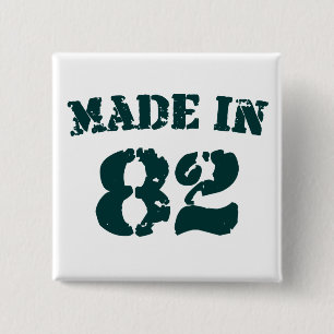 Made in 1982 vierkante button 5,1 cm