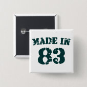 Made in 1983 vierkante button 5,1 cm (Voorkant /achterkant)