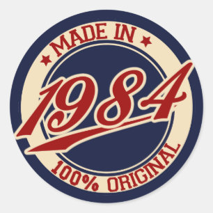 Made in 1984 ronde sticker