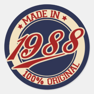 Made in 1988 ronde sticker