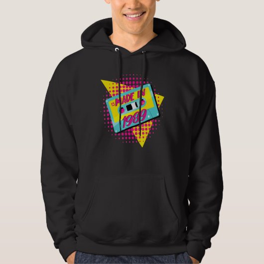 Made in 1989 33rd Birthday 80s 90s 1990s 1980 Hoodie (Voorkant)