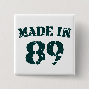 Made in 1989 vierkante button 5,1 cm