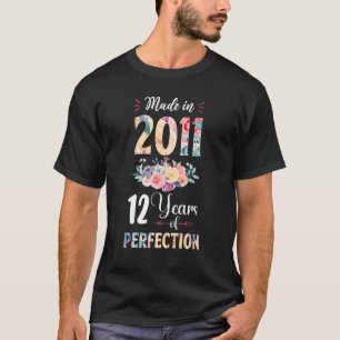 Made in 2011 Floral 12 jaar oud 12 jaar oud cadeau T-shirt