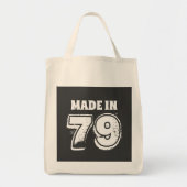 Made in 79 Funny Birthday Typography Black Tote Bag (Voorkant)