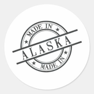Made in Alaska Stamp Style Logo Symbool Black Ronde Sticker